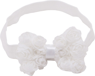 

NeedyBee Satin Baby Girl Headband With Bow knot on the Top Hair Band(White)