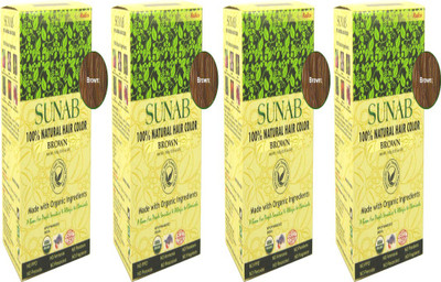 

radico Sunab Certified Organic And 100% Natural Brown (4 IN 1 Pack ) Hair Color(BROWN)