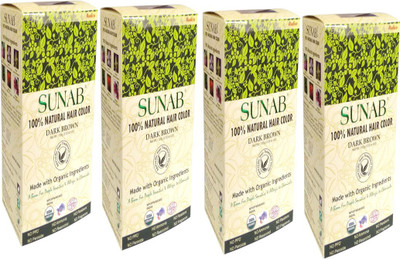 

radico Sunab 100% Natural Dark Browwn Hair Color ( Set of 4) Hair Color(dark brown)