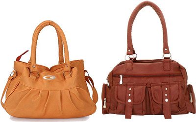 

Vera Stayle Shoulder Bag(Yellow, Brown), Brown;yellow