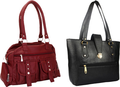 

Lady bar Shoulder Bag(Maroon, Black), Black;maroon