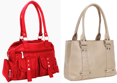 Lady bar Shoulder Bag(Red, Tan)