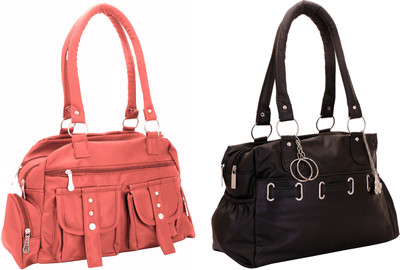 

Lady bar Shoulder Bag(Pink, Black), Black;pink