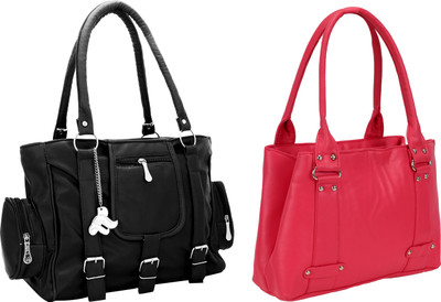 

Lady bar Shoulder Bag(Black, Pink)