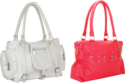 

Lady bar Shoulder Bag(White, Pink), Pink;white
