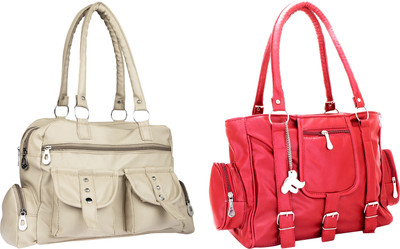 

Lady bar Shoulder Bag(Beige, Pink)