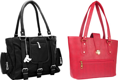 

Lady bar Shoulder Bag(Black, Pink)
