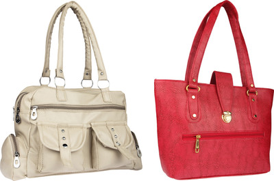 

Lady bar Shoulder Bag(Beige, Red)
