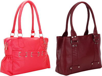 

Lady bar Shoulder Bag(Pink, Maroon), Maroon;pink