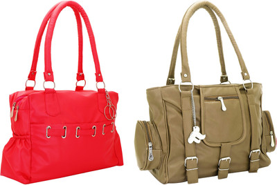 

Lady bar Shoulder Bag(Red, Tan)