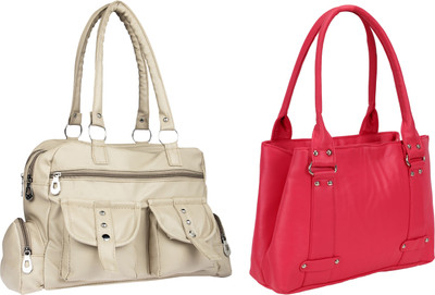 

Lady bar Shoulder Bag(Beige, Pink)