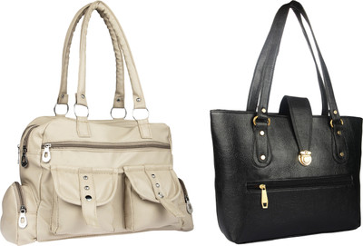 

Lady bar Shoulder Bag(Beige, Black)