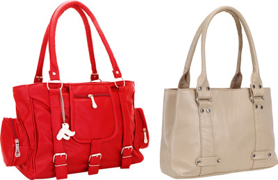 

Lady bar Shoulder Bag(Red, Tan)