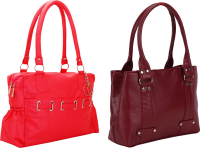 

Lady bar Shoulder Bag(Red, Maroon), Maroon;red