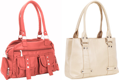 

Lady bar Shoulder Bag(Pink, Beige), Beige;pink
