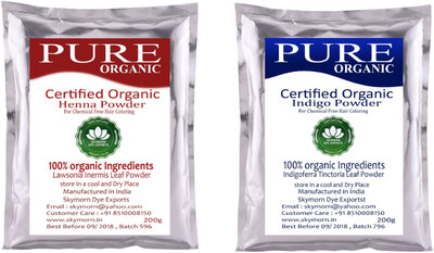 

SKY MORN ORGANIC HENNA & INDIGO NATURAL HAIR DYE 200G & 200G EACH! COMBO PACK(400 g)
