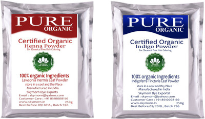 

SKY MORN ORGANIC HENNA & INDIGO NATURAL HAIR DYE 250G & 250G EACH! COMBO PACK(500 g)