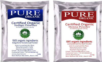 

SKY MORN NATURAL HAIR DYE - ORGANIC INDIGO & HENNA HAIR COLOUR 150G & 150G EACH! COMBO PACK(300 g)
