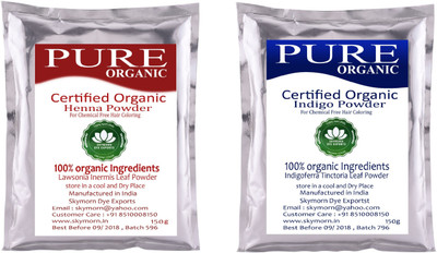 

SKY MORN ORGANIC HENNA & INDIGO NATURAL HAIR DYE 150G & 150G EACH! COMBO PACK(300 g)