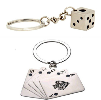 kd collections Combo of Playing cards Poker cards Dice metal keychain collectible keyring Key Chain
