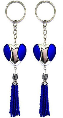 

MM Set of 2 Fashionable Blue Keychain Heart Shaped Premium Charm Pendant Key Chain Key Chain