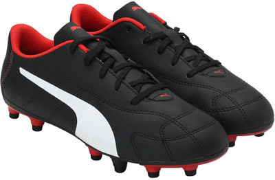Puma Boys & Girls Lace Football Shoes(White, White- black-fiery coral