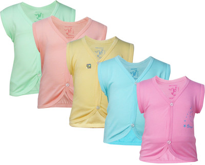 Jo Kids Wear Baby Girls Casual Cotton Blend Knit Top(Multicolor, Pack of 5) Jo Kids Wear Baby Girls Casual Cotton Blend Knit Top(Multicolor, Pack of 5)