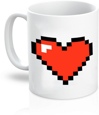 

TheDesignWiz Heart Ceramic Mug(325 ml), Black;red;white