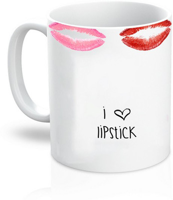 

TheDesignWiz Love Lipstick Ceramic Mug(325 ml), Black;pink;red;white
