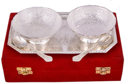 

goyam Silver bowl Large size with tray Tray Set