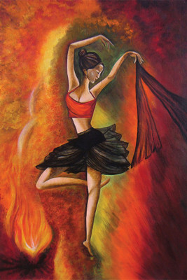 

sizzling-dance-acrylic-painting-on-canvas Poster Paper Print(18 inch X 12 inch, Rolled)
