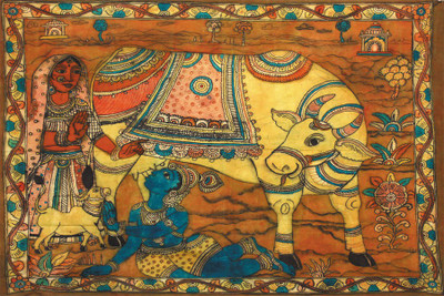 

krishna with cows paintings Poster Paper Print(18 inch X 12 inch, Rolled)