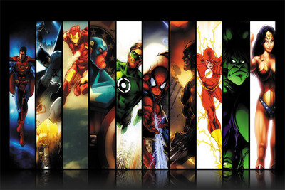 

marvel dc comic heroes Poster Paper Print(18 inch X 12 inch, Rolled)