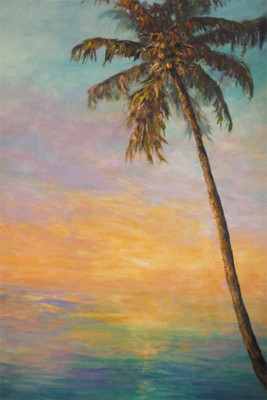 

Palm Tree Sunset Painting over Ocean Poster Paper Print(18 inch X 12 inch, Rolled)