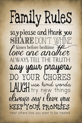 

RadhaKripa family rules poster Paper Print(18 inch X 12 inch, Rolled)