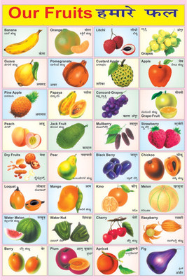 

Poster | Fruits Name Poster | Educational Poster | Colorful | Learning Chart-100yellow Paper Print(18 inch X 12 inch, Rolled)