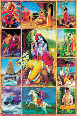 

lord vishnu ten avatar. Poster Paper Print(18 inch X 12 inch, Rolled)