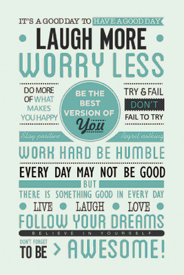 

laugh-more-worry-less poster Poster Paper Print(18 inch X 12 inch, Rolled)
