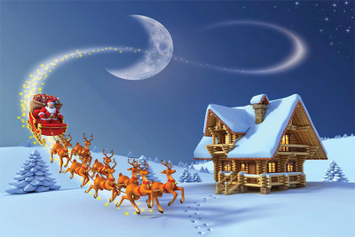 

Santa-coming-home-riding Poster Paper Print(18 inch X 12 inch, Rolled)