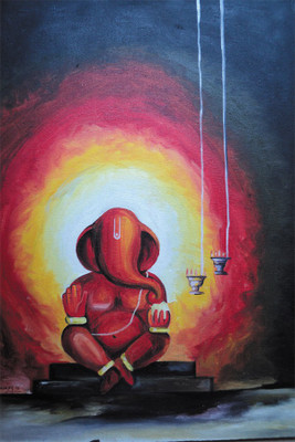 

ganesha paintings on canvas Poster Paper Print(18 inch X 12 inch, Rolled)