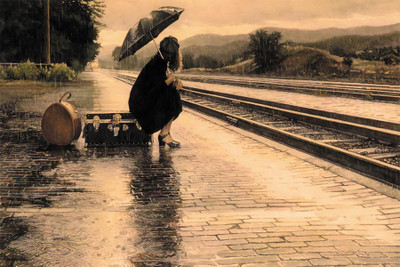

rain-girl-umbrella Poster Paper Print(18 inch X 12 inch, Rolled)