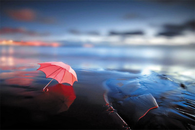 

Red-Umbrella-On-Beach Poster Paper Print(18 inch X 12 inch, Rolled)
