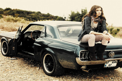 

model-road vintage-girl cars. Poster Paper Print(18 inch X 12 inch, Rolled)