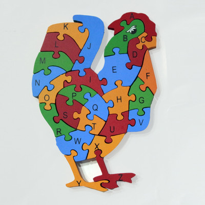 

Hnt Kids wooden take apart puzzle rooster with alphabets and number(26 Pieces)