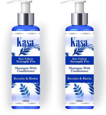 

Kasa Shampoo with Conditioner Hair Follicle Strength Pro[ with Keratin & Biotin} 200 ml Pack of 2(400 ml)