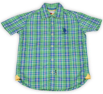 

Us Polo Kids Boys Checkered Casual Green Shirt, Me green