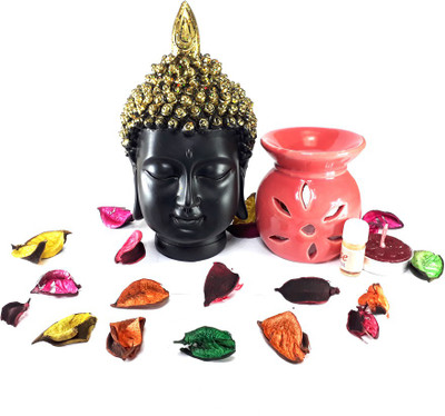 

LOF Buddha Face Figurine Head With Diwali Aroma t-Light Candle Diffuser Home Decorative itemand Scented Poutporri Decorative Showpiece - 31 cm(Porcelain, Multicolor)