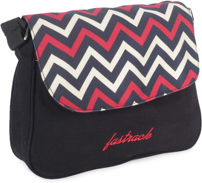 

Fastrack Women Casual Black PU Sling Bag