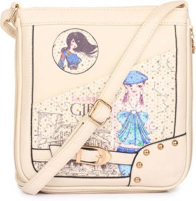 

Style Villaz Women Casual Beige Leatherette Sling Bag