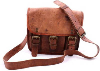 

iHandikart Men & Women Formal Brown Genuine Leather Sling Bag